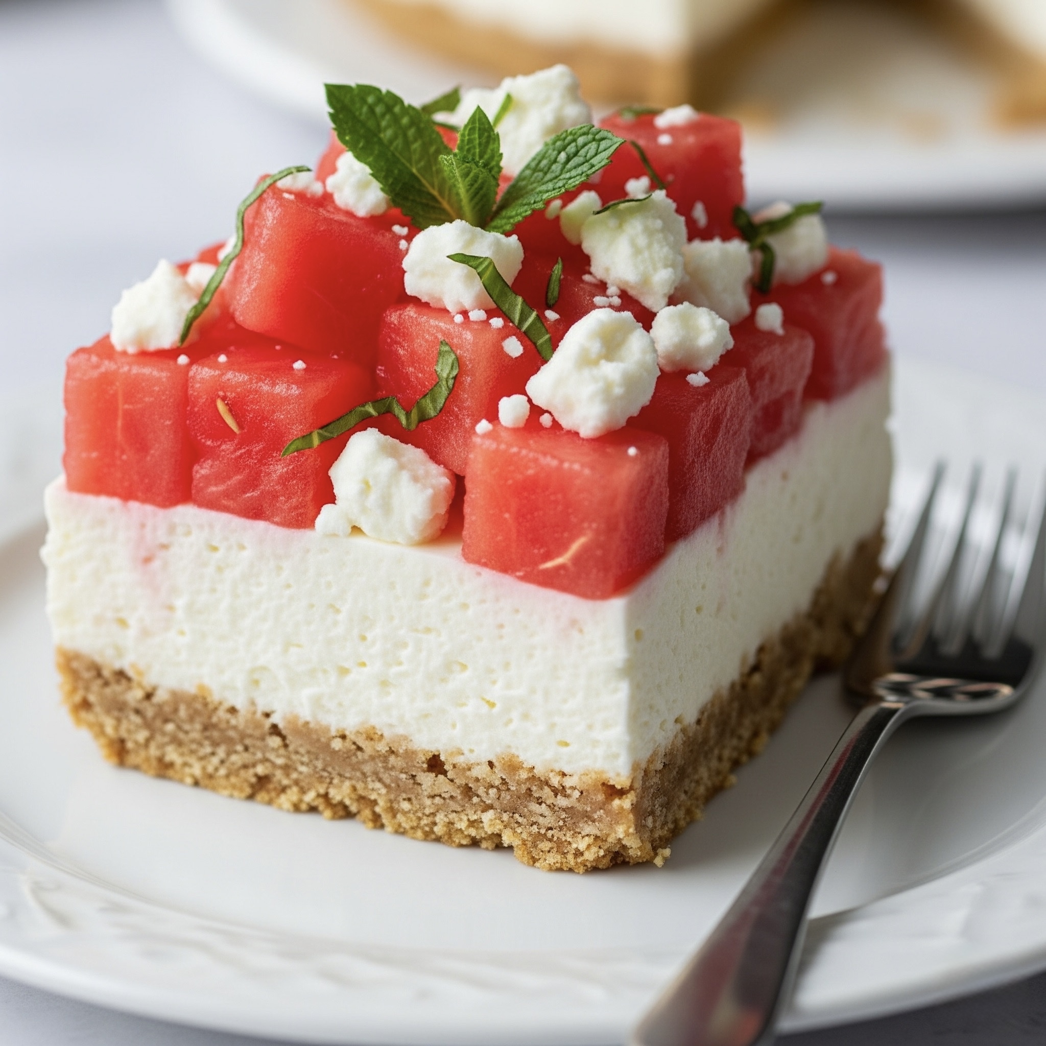Cheesecake χωρίς ψήσιμο με Καρπούζι και Φέτα