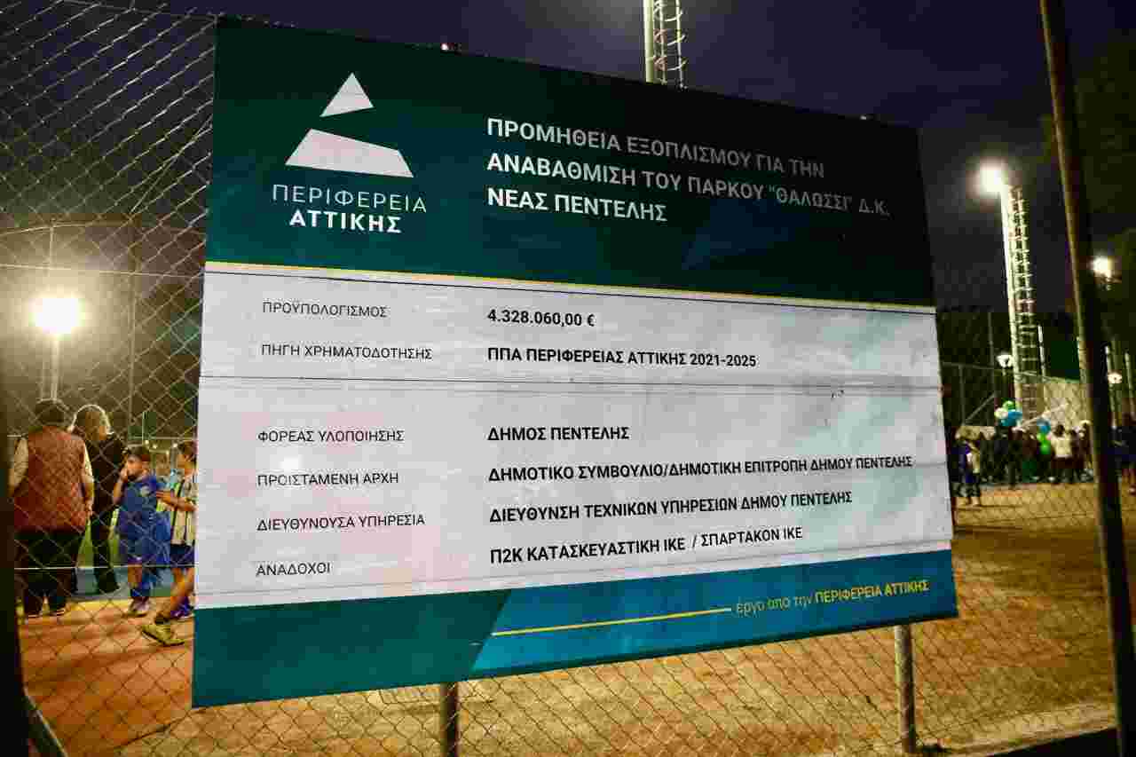 Νέα Πεντέλη: Παραδόθηκε δύο χρόνια νωρίτερα το υπερσύγχρονο Πάρκο «Θάλωσσι» 